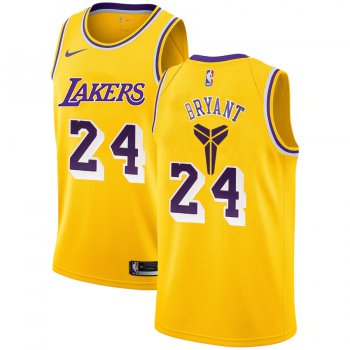 Men's Los Angeles Lakers #24 Kobe Bryant Yellow Nike Swingman Black Mamba Logo Swingman Jeresy