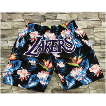 Men's Los Angeles Lakers Ness Floral Fashion Hardwood Classics Soul Swingman Throwback Shorts