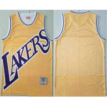 Men's Los Angeles Lakers Yellow Big Face Mitchell Ness Hardwood Classics Soul Swingman Throwback Jersey