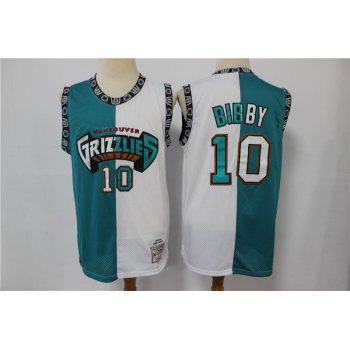 Men's Memphis Grizzlies #10 Mike Bibby Green White 1998-99 Split Hardwood Classics Jersey