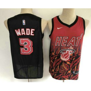 Men's Miami Heat #3 Dwyane Wade Red with Black Salute Nike Swingman Stitched NBA Jersey