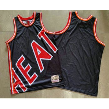 Men's Miami Heat Black Big Face Mitchell Ness Hardwood Classics Soul Swingman Throwback Jersey