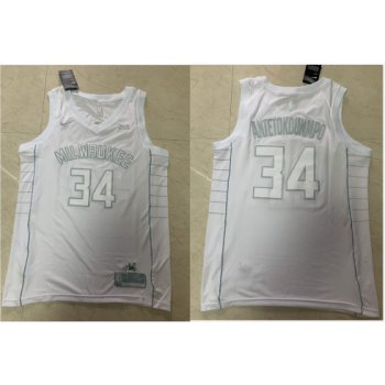 Men's Milwaukee Bucks #34 Giannis Antetokounmpo White 2020 MVP Nike Swingman Stitched NBA Jersey