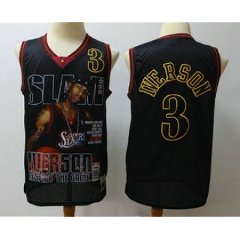 Men's Philadelphia 76ers #3 Allen Iverson Black Fashion Limited Jersey