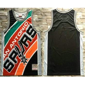 Men's San Antonio Spurs Black Big Face Mitchell Ness Hardwood Classics Soul Swingman Throwback Jersey