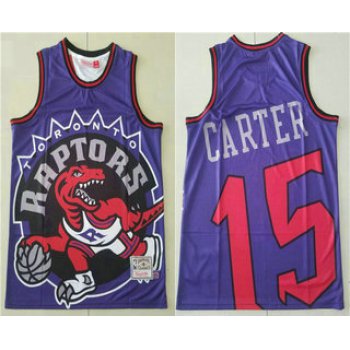 Men's Toronto Raptors #15 Vince Carter Purple Big Face Mitchell Ness Hardwood Classics Soul Swingman Throwback Jersey