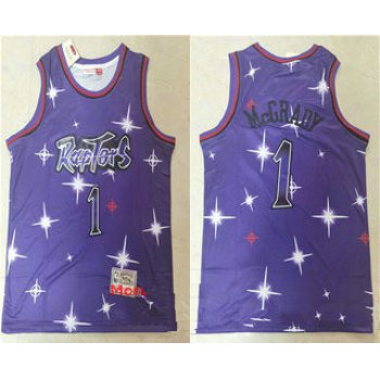 Men's Toronto Raptors #1 Tracy McGrady Starry Purple Hardwood Classics Soul Swingman Throwback Jersey