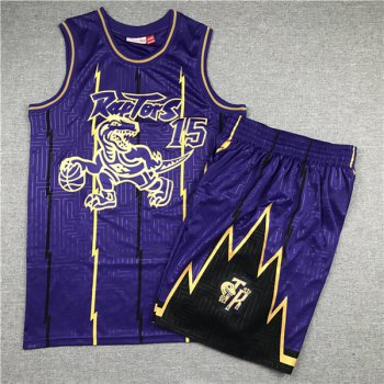 Raptors 15 Vince Carter Purple 1998-99 Hardwood Classics Jersey(With Shorts)