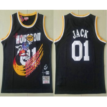 Travis Scott X Br X Mitchell Ness Houston Rockets #01 Jack Black Basketball Swingman Stitched Throwback Jersey