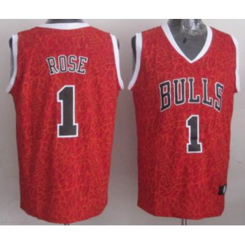 Chicago Bulls #1 Derrick Rose Red Leopard Print Fashion Jersey