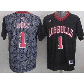 Chicago Bulls #1 Derrick Rose Revolution 30 Swingman 2014 Noche Latina Black Jersey