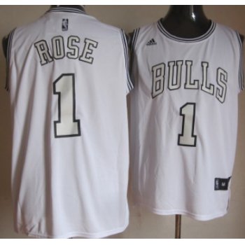 Chicago Bulls #1 Derrick Rose Revolution 30 Swingman White Big Color Jersey