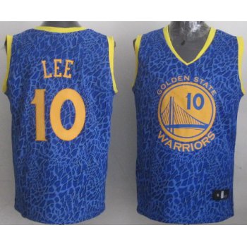 Golden State Warriors #10 David Lee Blue Leopard Print Fashion Jersey