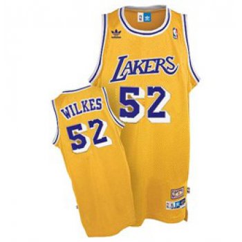 Los Angeles Lakers #52 Jamaal Wilkes Yellow Swingman Throwback Jersey