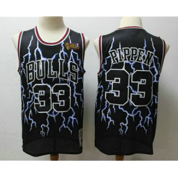 Men's Chicago Bulls #33 Scottie Pippen Black Lightning Hardwood Classics Soul Swingman Throwback Jersey