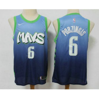 Men's Dallas Mavericks #6 Kristaps Porzingis Blue 2020 Nike City Edition Swingman Jersey