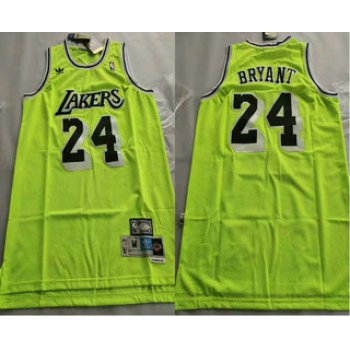 Men's Los Angeles Lakers #24 Kobe Bryant Green With Black Name Hardwood Classics Soul Swingman Throwback Jersey