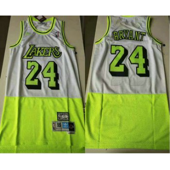 Men's Los Angeles Lakers #24 Kobe Bryant White Green Split Hardwood Classics Jersey