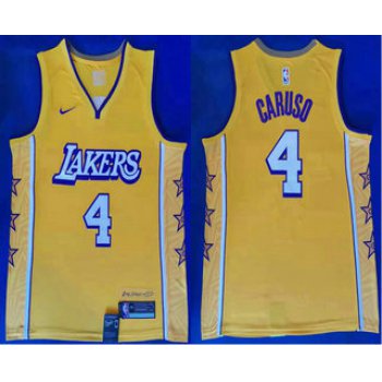 Men's Los Angeles Lakers #4 Alex Caruso Yellow 2020 Nike City Edition Swingman Jersey