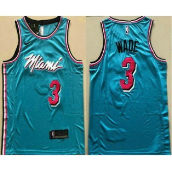 Men's Miami Heat #3 Dwyane Wade Light Blue 2019 City Edition AU Swingman ALL Stitched NBA Jersey