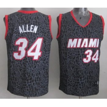 Miami Heat #34 Ray Allen Black Leopard Print Fashion Jersey