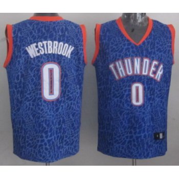 Oklahoma City Thunder #0 Russell Westbrook Blue Leopard Print Fashion Jersey