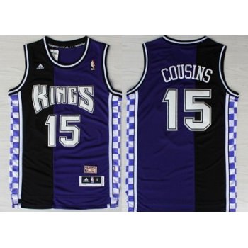 Sacramento Kings #15 DeMarcus Cousins Purple/Black Swingman Throwback Jersey