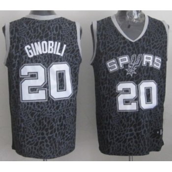 San Antonio Spurs #20 Manu Ginobili Black Leopard Print Fashion Jersey