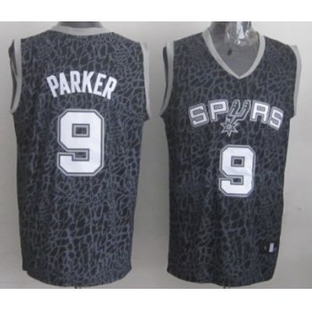 San Antonio Spurs #9 Tony Parker Black Leopard Print Fashion Jersey