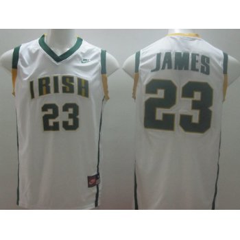 The Fighting Irish #23 Lebron James White Jersey