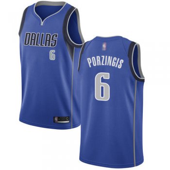 Mavericks #6 Kristaps Porzingis Royal Basketball Swingman Icon Edition Jersey