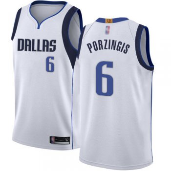 Mavericks #6 Kristaps Porzingis White Basketball Swingman Association Edition Jersey