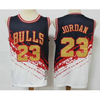 Men's Chicago Bulls #23 Michael Jordan White With Black Independence Day 1997-98 Hardwood Classics Soul Swingman Throwback Jersey