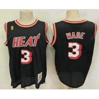 Men's Miami Heat #3 Dwyane Wade Black 2003-04 Hardwood Classics Soul Swingman Throwback Jersey