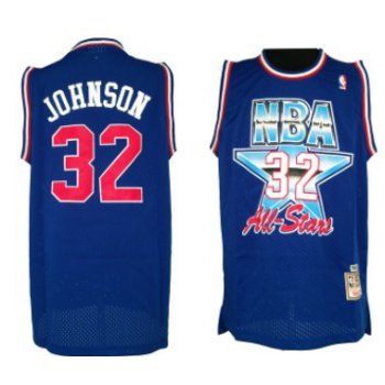 NBA 1992 All-Star #32 Magic Johnson Blue Swingman Throwback Jersey