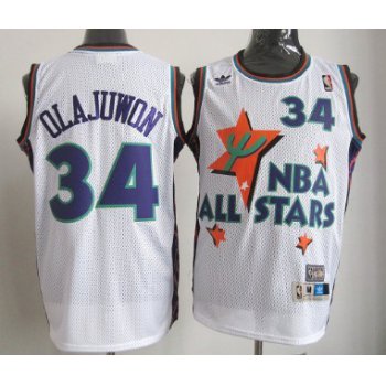 NBA 1995 All-Star #34 Hakeem Olajuwon White Swingman Throwback Jersey