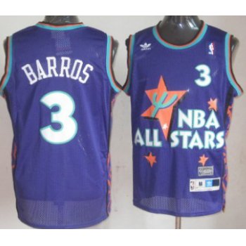 NBA 1995 All-Star #3 Dana Barros Purple Swingman Throwback Jersey