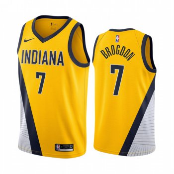 Nike Pacers #7 Malcolm Brogdon Yellow 2019-20 Statement Edition NBA Jersey