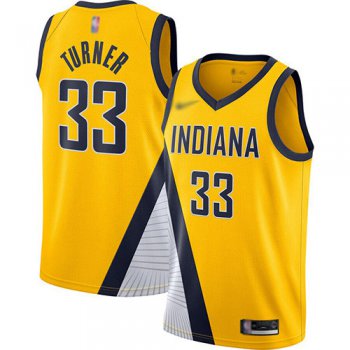 Pacers #33 Myles Turner Gold Basketball Swingman Statement Edition 2019-2020 Jersey