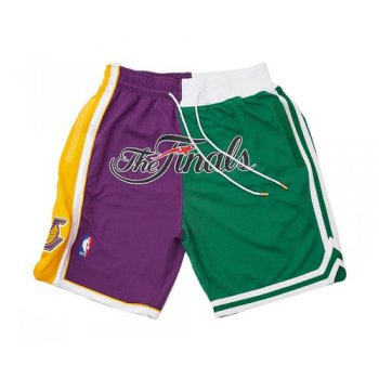 2008 NBA Finals Lakers x Celtics Shorts (Purple-Green) JUST DON By Mitchell & Ness