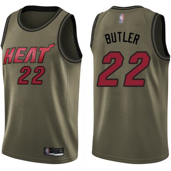 Heat #22 Jimmy Butler Green Basketball Swingman Salute to Service Jersey