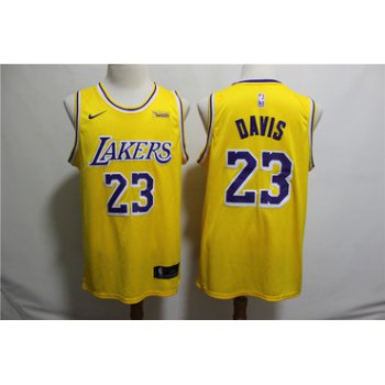 Lakers 23 Anthony Davis Yellow Nike Swingman Jersey