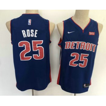 Men's Detroit Pistons #25 Derrick Rose New Blue 2019 Nike Swingman Stitched NBA Jersey With The Sponsor Logo