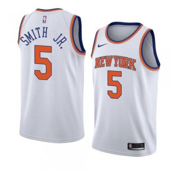 Nike Knicks #5 Dennis Smith Jr. White NBA Swingman Association Edition Jersey