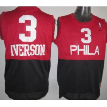 Philadelphia 76ers #3 Allen Iverson Red/Black Swingman Jersey