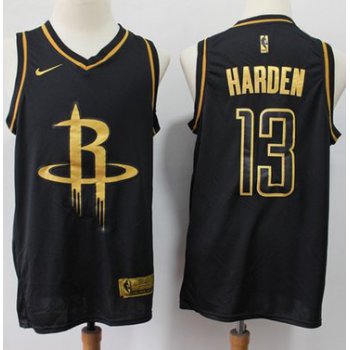 Rockets #13 James Harden Black Gold Basketball Swingman Limited Edition Jersey