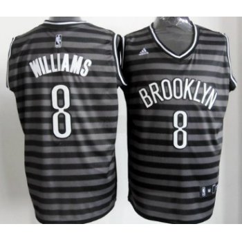 Brooklyn Nets #8 Deron Williams Gray With Black Pinstripe Jersey