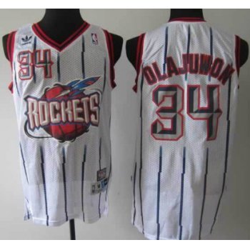 Houston Rockets #34 Hakeem Olajuwon ABA Hardwood Classic Swingman White Jersey