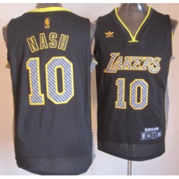 Los Angeles Lakers #10 Steve Nash Black Electricity Fashion Jersey