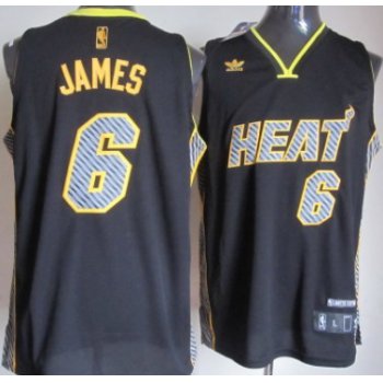 Miami Heat #6 LeBron James Black Electricity Fashion Jersey